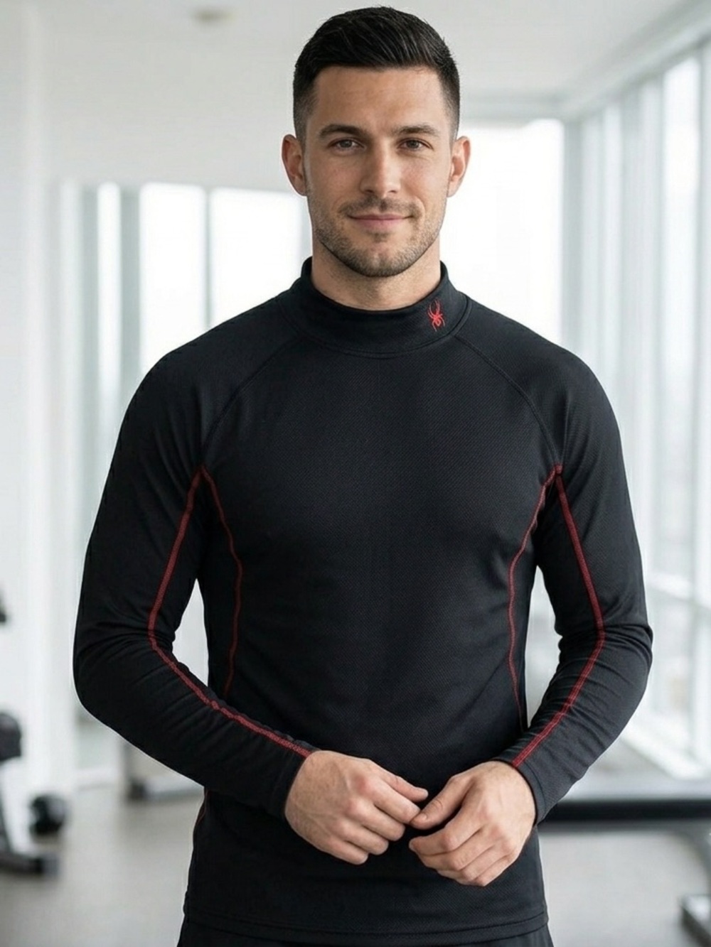 Spyder Active ProWeb Black Mock Neck Long Sleeve Pullover Base Layer Shirt Large